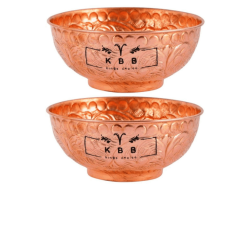 Embossed Leaf Design Copper Bowl
